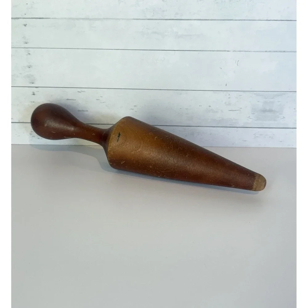 Antique Primitive Wooden Pestle Turnpin Masher Hand-Turned Wood Tool 11